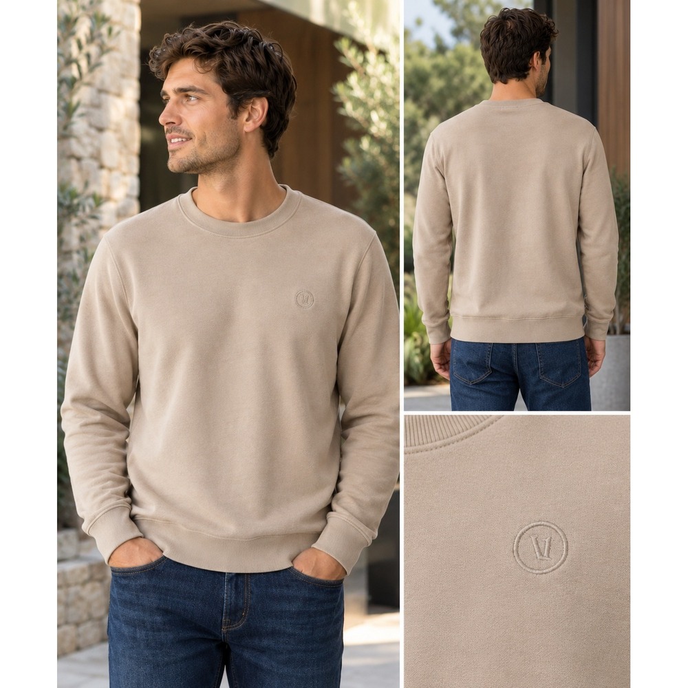 Vuori Ponto Performance Crewneck Pullover V255 Sand Tan Mens Medium